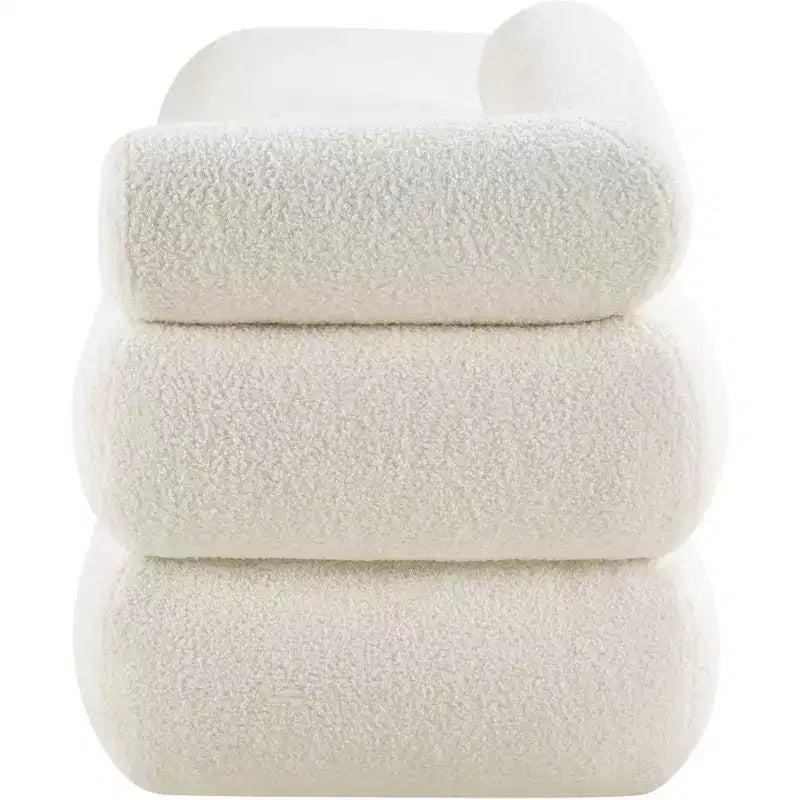 Meridian Furniture,Kennedy Faux Shearling Teddy Fabric Bench