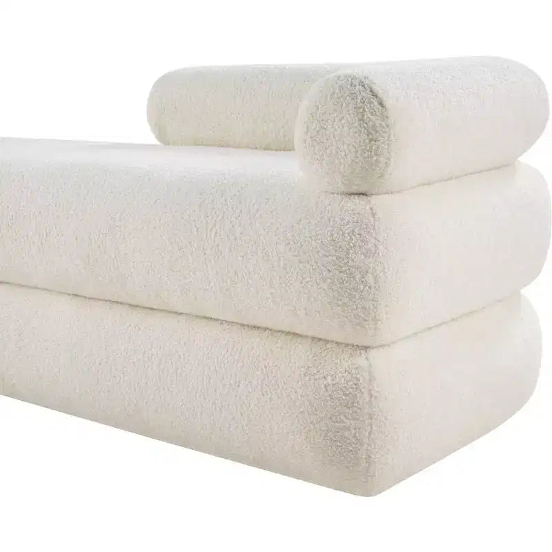 Meridian Furniture,Kennedy Faux Shearling Teddy Fabric Bench