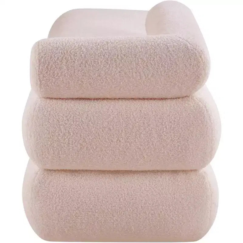 Meridian Furniture,Kennedy Faux Shearling Teddy Fabric Bench
