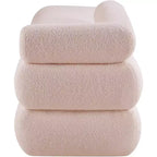 Meridian Furniture,Kennedy Faux Shearling Teddy Fabric Bench