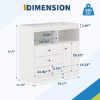 Acekool Baby Dresser with Changing Table, Wooden Nursery Changing Station with Drawers, Cabinet, Open Shelves, for Bedroom or Nursery