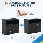 Acekool Baby Dresser with Changing Table, Wooden Nursery Changing Station with Drawers, Cabinet, Open Shelves, for Bedroom or Nursery