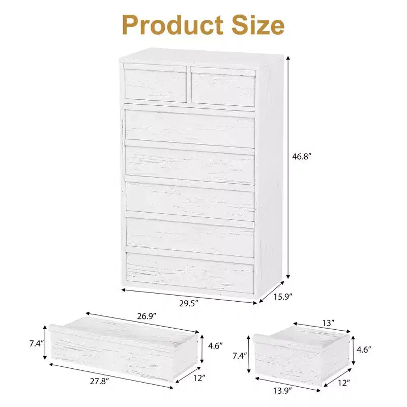 7 Drawer Dresser for Bedroom, Modern Double Dresser Organizer with 7 Drawers Large Storage, Wooden Chest of Drawers for Bedroom, Living Room, Nursery