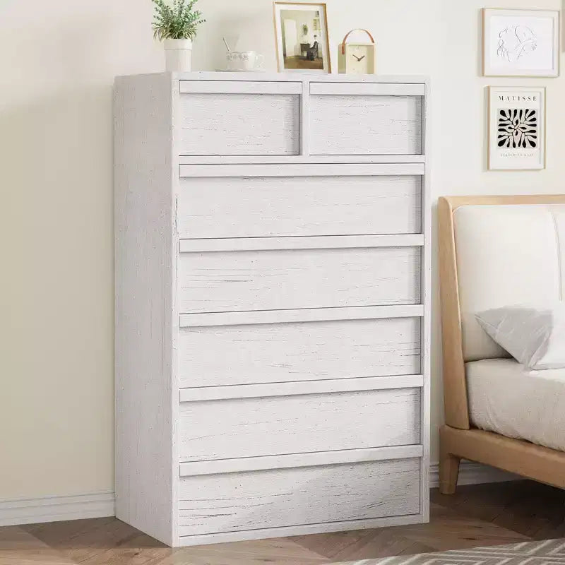 7 Drawer Dresser for Bedroom, Modern Double Dresser Organizer with 7 Drawers Large Storage, Wooden Chest of Drawers for Bedroom, Living Room, Nursery