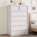 7 Drawer Dresser for Bedroom, Modern Double Dresser Organizer with 7 Drawers Large Storage, Wooden Chest of Drawers for Bedroom, Living Room, Nursery