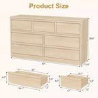 7 Drawer Dresser for Bedroom, Modern Double Dresser Organizer with 7 Drawers Large Storage, Wooden Chest of Drawers for Bedroom, Living Room, Nursery