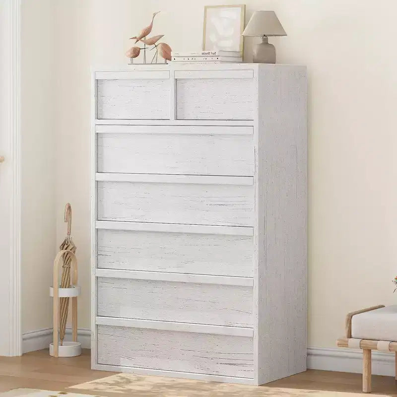 7 Drawer Dresser for Bedroom, Modern Double Dresser Organizer with 7 Drawers Large Storage, Wooden Chest of Drawers for Bedroom, Living Room, Nursery