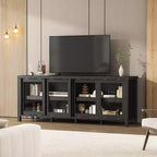 Garvee TV Stand for 65 Inch, Entertainment Center with Storage Cabinet and 4 Sliding Glass Doors, Console Table for Living Room Bedroom