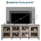 Garvee TV Stand for 65 Inch, Entertainment Center with Storage Cabinet and 4 Sliding Glass Doors, Console Table for Living Room Bedroom