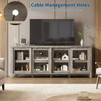 Garvee TV Stand for 65 Inch, Entertainment Center with Storage Cabinet and 4 Sliding Glass Doors, Console Table for Living Room Bedroom