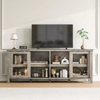 Garvee TV Stand for 65 Inch, Entertainment Center with Storage Cabinet and 4 Sliding Glass Doors, Console Table for Living Room Bedroom