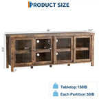 Garvee TV Stand for 65 Inch, Entertainment Center with Storage Cabinet and 4 Sliding Glass Doors, Console Table for Living Room Bedroom