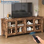 Garvee TV Stand for 65 Inch, Entertainment Center with Storage Cabinet and 4 Sliding Glass Doors, Console Table for Living Room Bedroom