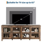 Garvee TV Stand for 65 Inch, Entertainment Center with Storage Cabinet and 4 Sliding Glass Doors, Console Table for Living Room Bedroom