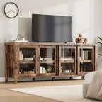 Garvee TV Stand for 65 Inch, Entertainment Center with Storage Cabinet and 4 Sliding Glass Doors, Console Table for Living Room Bedroom