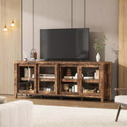 Garvee TV Stand for 65 Inch, Entertainment Center with Storage Cabinet and 4 Sliding Glass Doors, Console Table for Living Room Bedroom