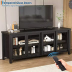 Garvee TV Stand for 65 Inch, Entertainment Center with Storage Cabinet and 4 Sliding Glass Doors, Console Table for Living Room Bedroom