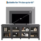 Garvee TV Stand for 65 Inch, Entertainment Center with Storage Cabinet and 4 Sliding Glass Doors, Console Table for Living Room Bedroom