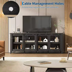 Garvee TV Stand for 65 Inch, Entertainment Center with Storage Cabinet and 4 Sliding Glass Doors, Console Table for Living Room Bedroom