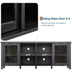 Garvee TV Stand for 65 Inch, Entertainment Center with Storage Cabinet and 4 Sliding Glass Doors, Console Table for Living Room Bedroom