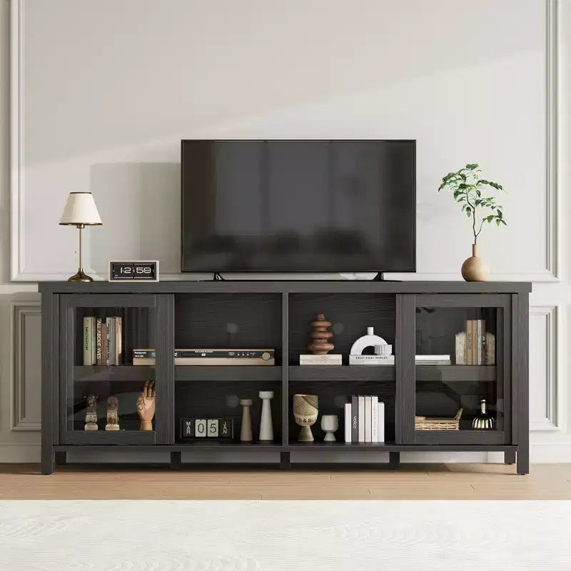 Garvee TV Stand for 65 Inch, Entertainment Center with Storage Cabinet and 4 Sliding Glass Doors, Console Table for Living Room Bedroom