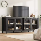 Garvee TV Stand for 65 Inch, Entertainment Center with Storage Cabinet and 4 Sliding Glass Doors, Console Table for Living Room Bedroom