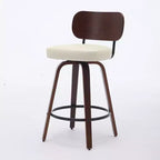 CLIHOME Set of 2 Swivel Bar Stools, 26 Upholstered Faux Leather Counter Height Barstools with Walnut Back & Bentwood Legs