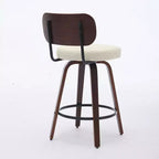 CLIHOME Set of 2 Swivel Bar Stools, 26 Upholstered Faux Leather Counter Height Barstools with Walnut Back & Bentwood Legs