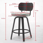 CLIHOME Set of 2 Swivel Bar Stools, 26 Upholstered Faux Leather Counter Height Barstools with Walnut Back & Bentwood Legs