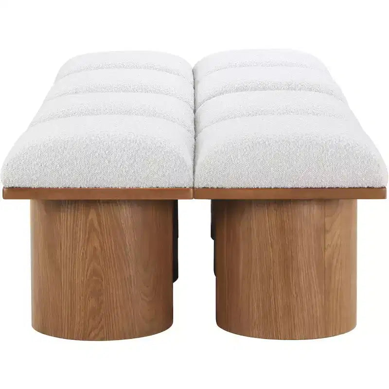 Meridian Furniture,Pavilion Cream Boucle Fabric Bench