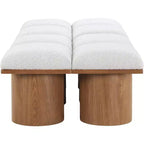 Meridian Furniture,Pavilion Cream Boucle Fabric Bench