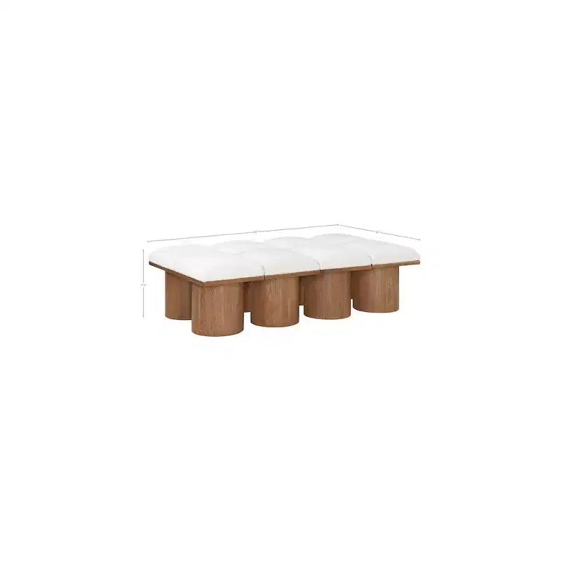 Meridian Furniture,Pavilion Cream Boucle Fabric Bench