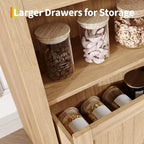 72 Tall Wood Arched Storage Cabinet, Kitchen Pantry with Open Display & Drawer, 6-Tier Standing Arched Bookcase & Cupboard with Adjustable