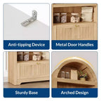 72 Tall Wood Arched Storage Cabinet, Kitchen Pantry with Open Display & Drawer, 6-Tier Standing Arched Bookcase & Cupboard with Adjustable