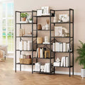 5 Tier Industrial Bookshelf - Adjustable Wood Shelves & Heavy Duty Metal Frame, 100Lbs Capacity, Wide Storage Organizer