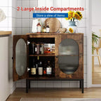 31.5 Sideboard Buffet Cabinet, Rattan Storage Cabinet with Adjustable Shelves, Kitchen Pantry Cabinet for Living Dining Room Entryway