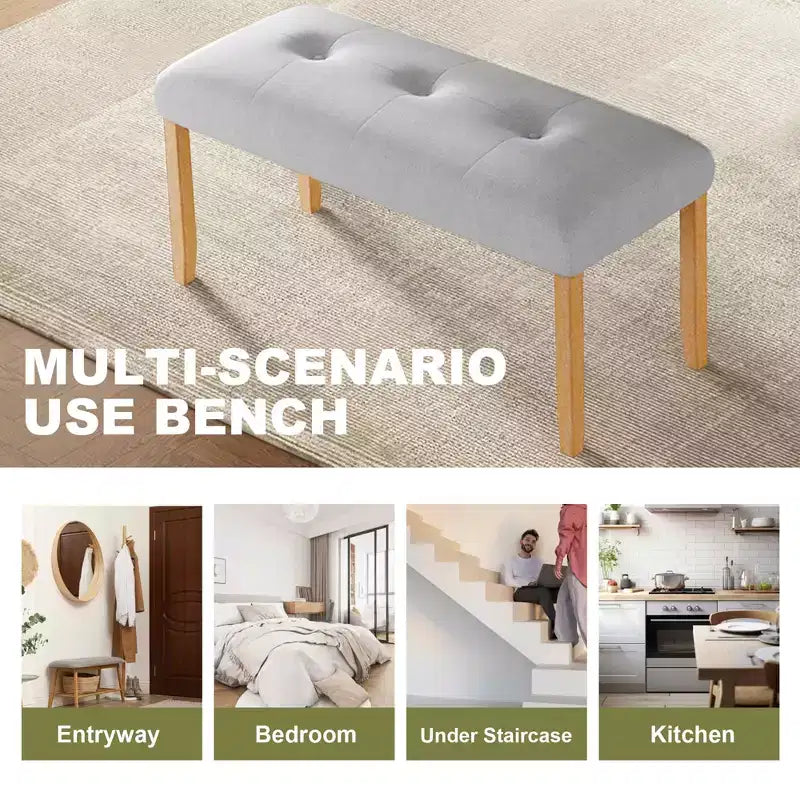 MAYEERTY Upholstered Tufted Bench, Fabric End of Bed Bench
