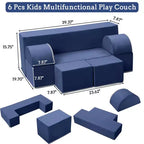 GustoWave Modular Kids Couch 6 Pcs, Foam Play Sofa Set with Detachable Cushions, Convertible Soft Couch for Toddlers and Kids