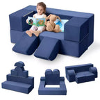 GustoWave Modular Kids Couch 6 Pcs, Foam Play Sofa Set with Detachable Cushions, Convertible Soft Couch for Toddlers and Kids