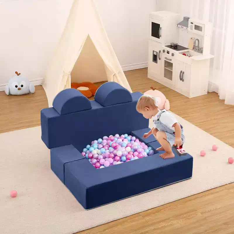 GustoWave Modular Kids Couch 6 Pcs, Foam Play Sofa Set with Detachable Cushions, Convertible Soft Couch for Toddlers and Kids