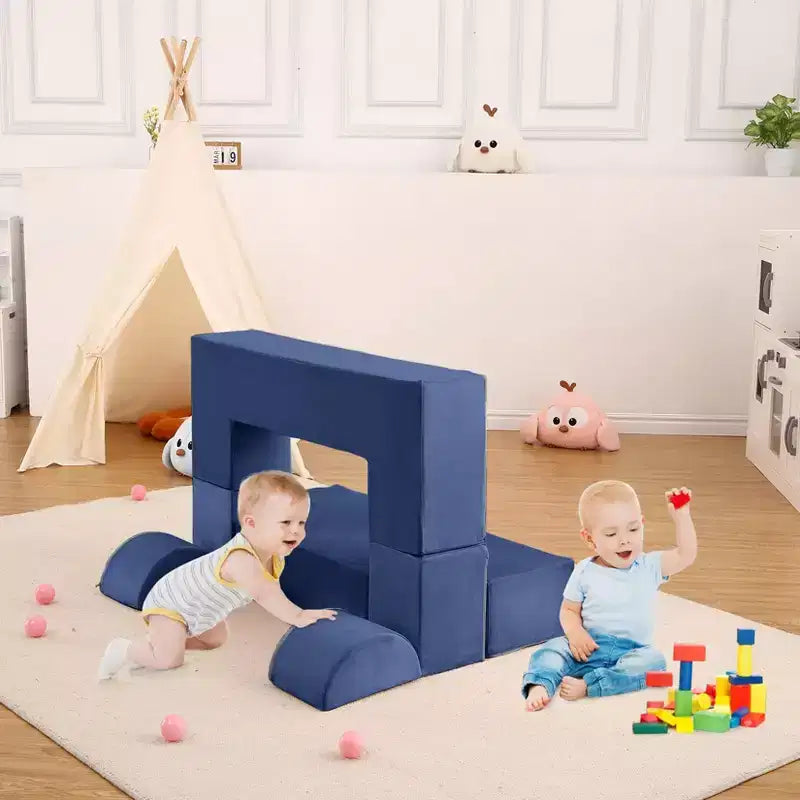 GustoWave Modular Kids Couch 6 Pcs, Foam Play Sofa Set with Detachable Cushions, Convertible Soft Couch for Toddlers and Kids