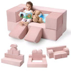 GustoWave Modular Kids Couch 6 Pcs, Foam Play Sofa Set with Detachable Cushions, Convertible Soft Couch for Toddlers and Kids
