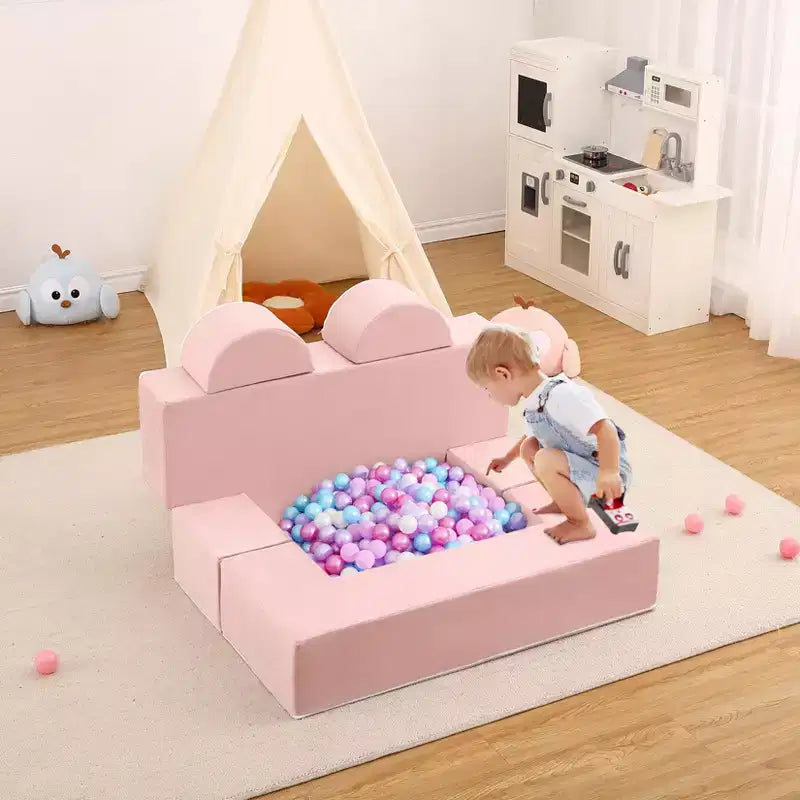 GustoWave Modular Kids Couch 6 Pcs, Foam Play Sofa Set with Detachable Cushions, Convertible Soft Couch for Toddlers and Kids