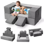 GustoWave Modular Kids Couch 6 Pcs, Foam Play Sofa Set with Detachable Cushions, Convertible Soft Couch for Toddlers and Kids