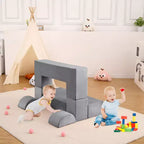 GustoWave Modular Kids Couch 6 Pcs, Foam Play Sofa Set with Detachable Cushions, Convertible Soft Couch for Toddlers and Kids