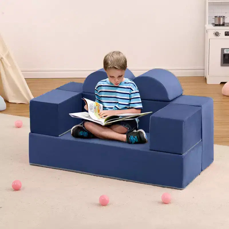 GustoWave Modular Kids Couch 6 Pcs, Foam Play Sofa Set with Detachable Cushions, Convertible Soft Couch for Toddlers and Kids