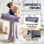 VEVOR Baby Playpen Travel Crib, Quick-Folding Playpen for Baby & Toddler,Portable Baby Fence Play Yard with Wheels,Breathable Mesh & Travel Bag, Gray