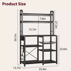 Scaffale da forno con presa di corrente, scaffale da cucina con cesto in filo, supporto per microonde con ampi ripiani aperti, scaffale portaoggetti autoportante a 6 livelli