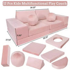GustoWave Kids Couch 12PCS, Modular Kids Play Couch for Inspiring Child Creativity, Toddler Couch Child Sectional Sofa