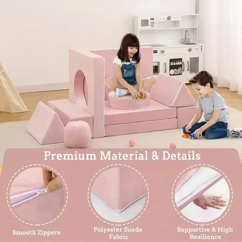 GustoWave Kids Couch 12PCS, Modular Kids Play Couch for Inspiring Child Creativity, Toddler Couch Child Sectional Sofa